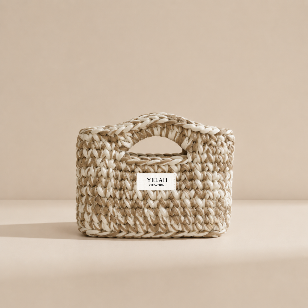 Sac Aura Essentielle Beige Enneigé - Sac crochet fait main Yelah Création