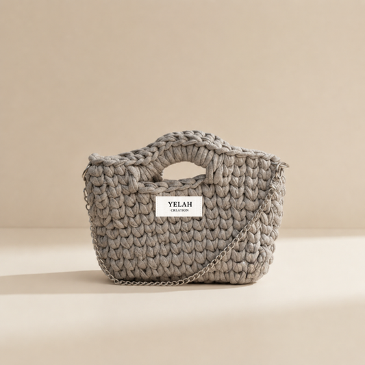 Sac Aura Sublime Gris Clair - Sac crochet fait main Yelah Création