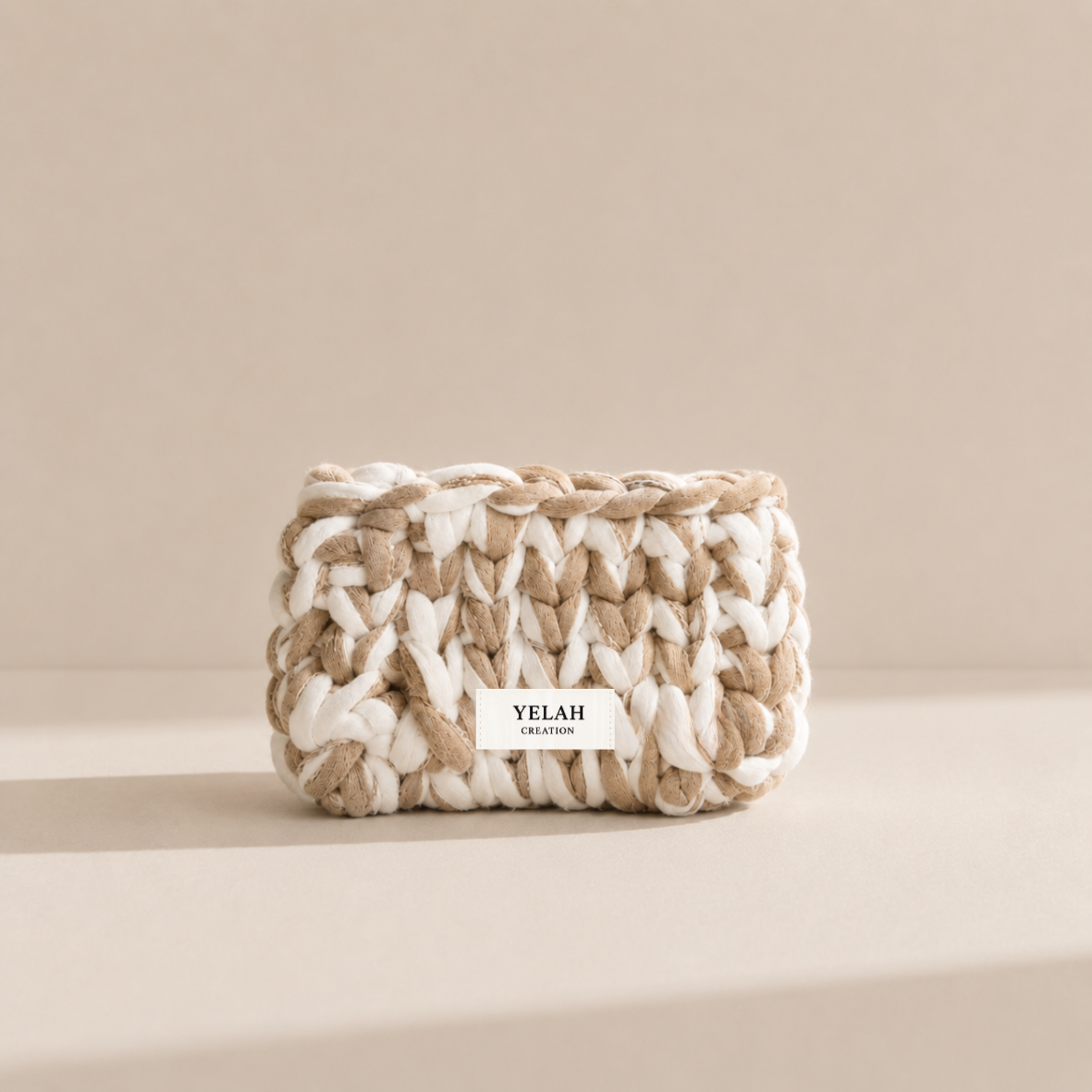 Porte-monnaie Sia Beige Enneigé - Accessoire crochet fait main Yelah Création