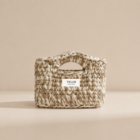 Sac Aura Essentielle Beige Enneigé - Sac crochet fait main Yelah Création