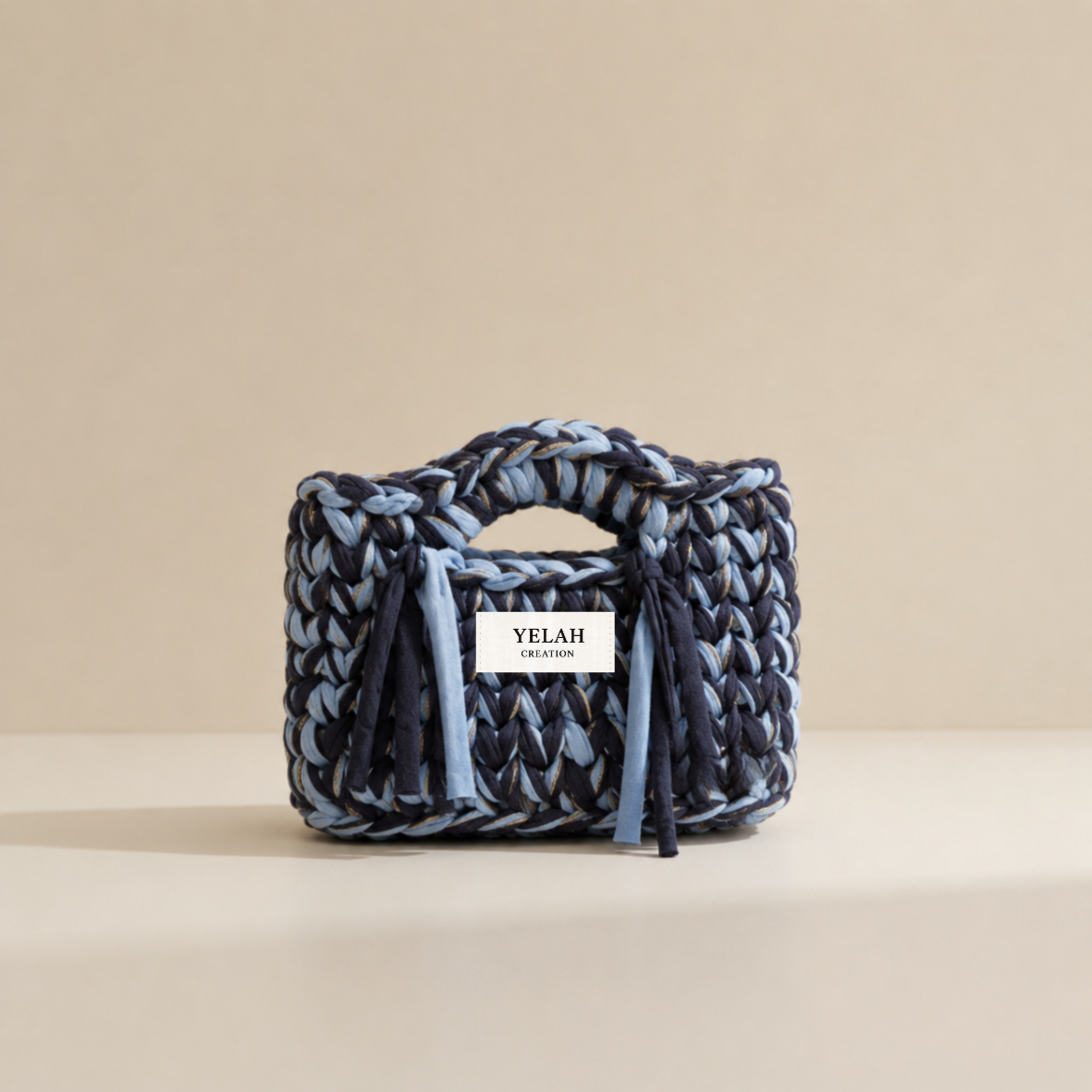 Sac Aura Essentielle Bleus - Sac crochet fait main Yelah Création