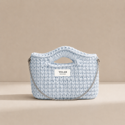 Sac Aura Sublime Bleu Neige - Sac crochet fait main Yelah Création