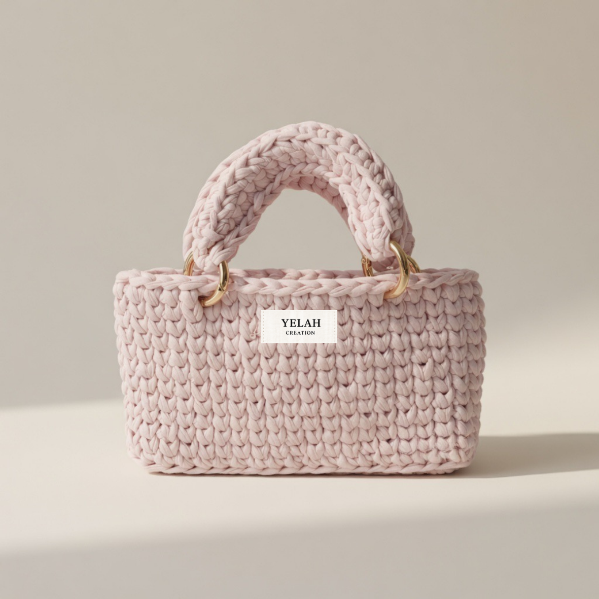 Sac Liora Rose Pâle - Sac crochet fait main Yelah Création