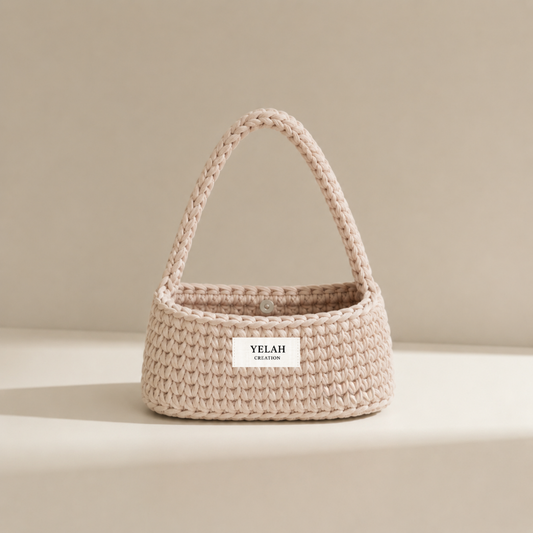 Sac Luna Rose Pâle - Sac crochet fait main Yelah Créatio