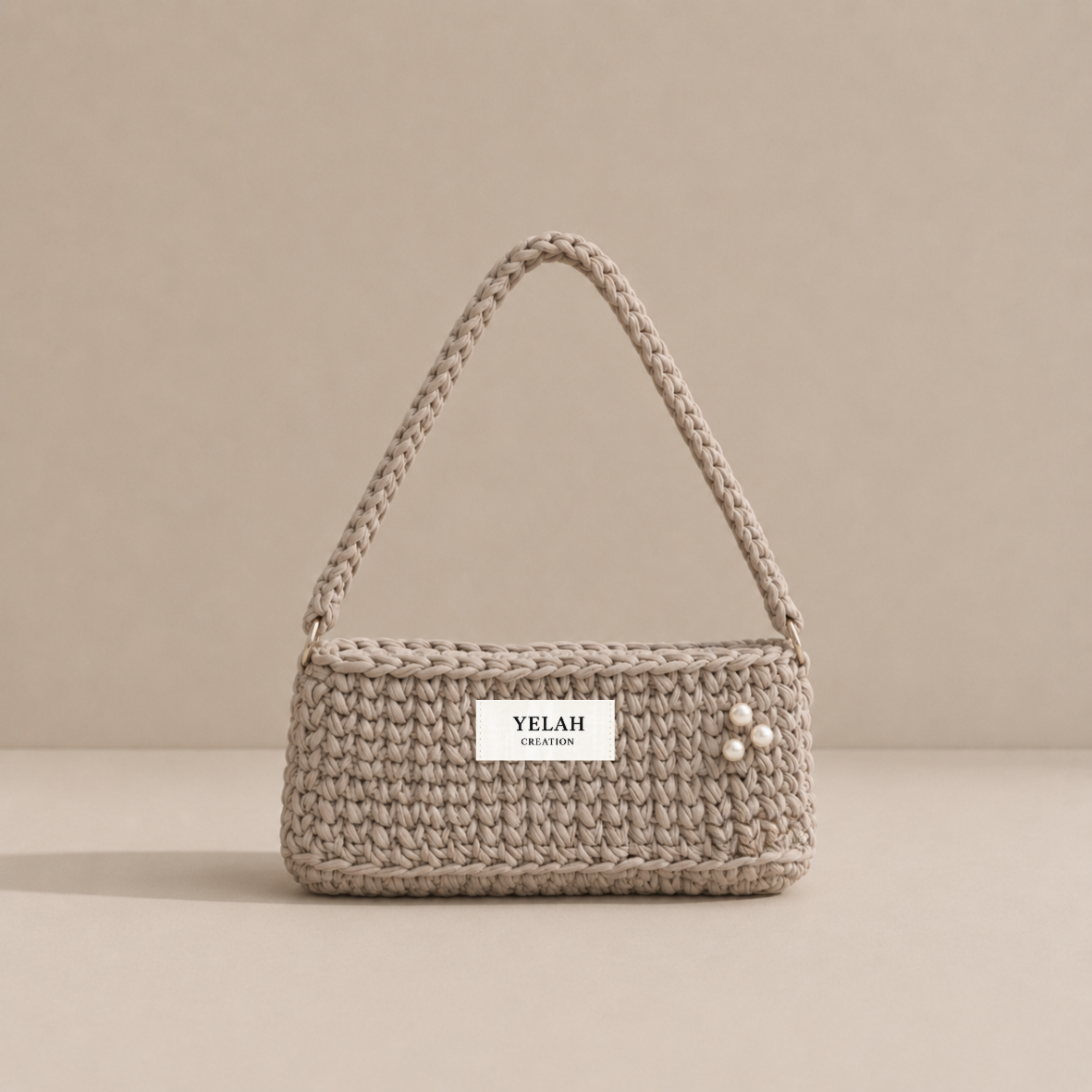 Sac Luna Gris Taupe - Sac crochet fait main Yelah Création