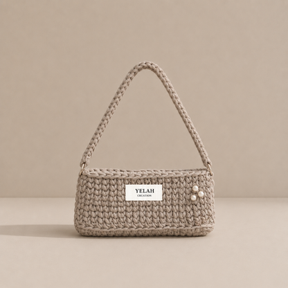 Sac Luna Gris Taupe - Sac crochet fait main Yelah Création
