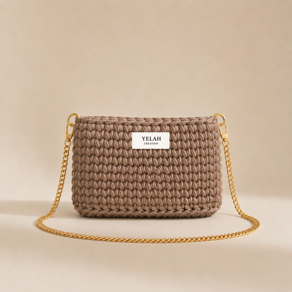 Pochette Plume Amande Glacée - Pochette crochet fait main Yelah Création