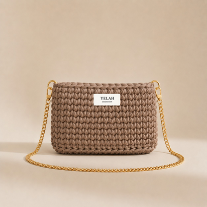 Pochette Plume Amande Glacée - Pochette crochet fait main Yelah Création