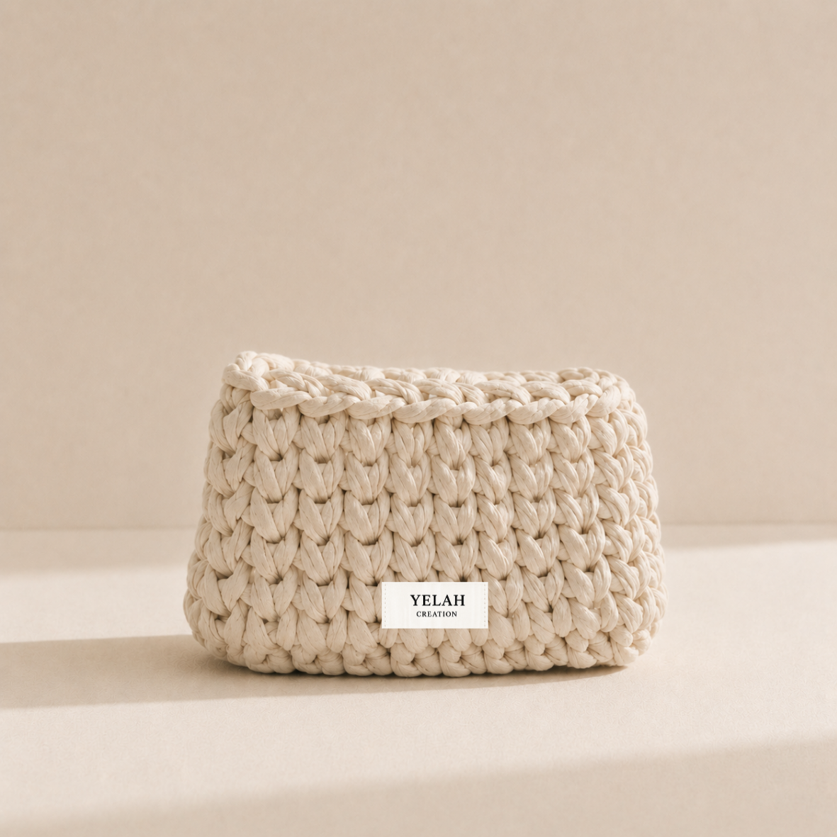 Porte-monnaie Sia Rose Écru - Accessoire crochet fait main Yelah Création