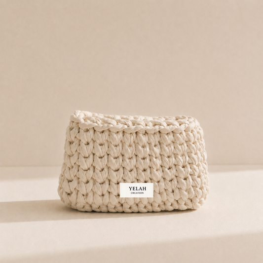 Porte-monnaie Sia Rose Écru - Accessoire crochet fait main Yelah Création