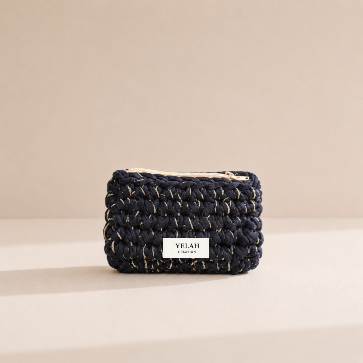 orte-monnaie Sia Bleu Doré - Accessoire crochet fait main Yelah Création